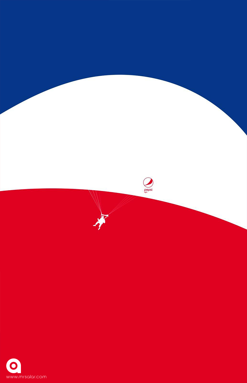 تصویر تبلیغاتی پپسی: احساس سبکی کن! چتربازی