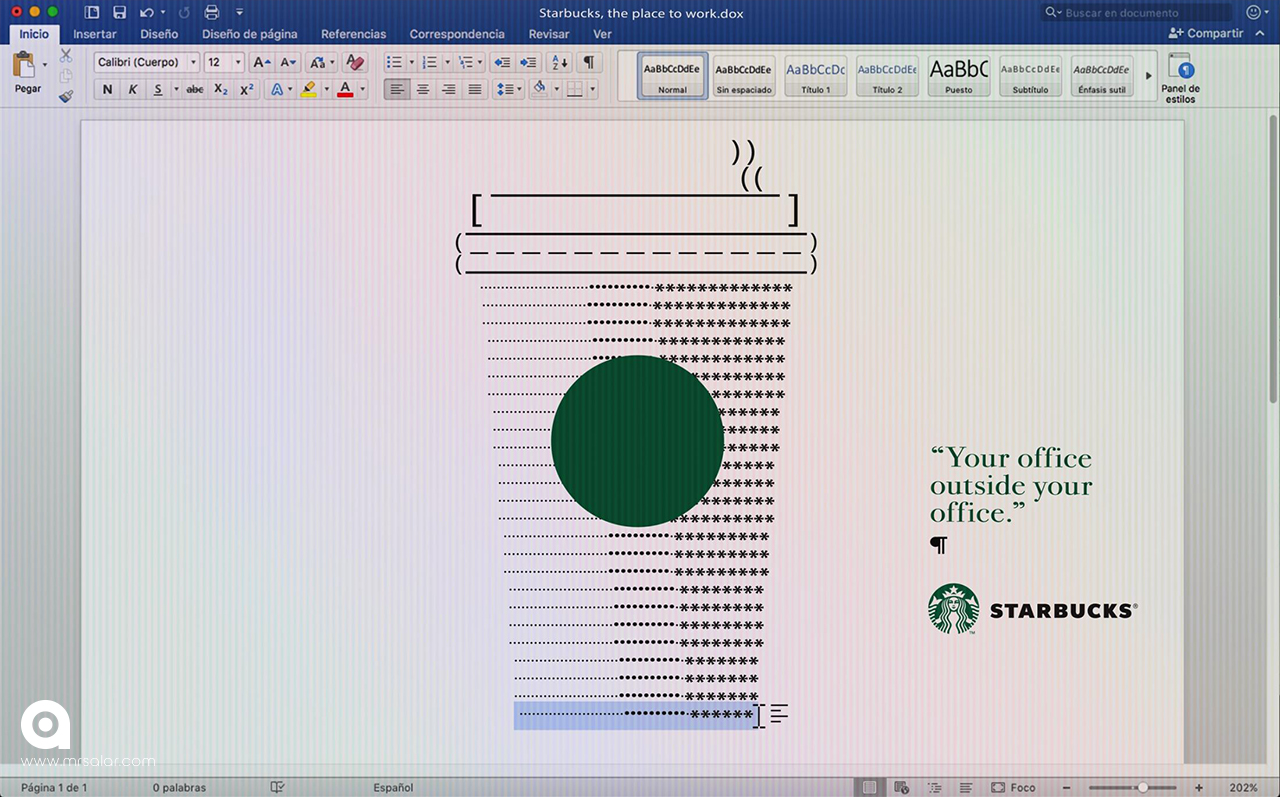 تصویر تبلیغاتی استارباکس: Word
