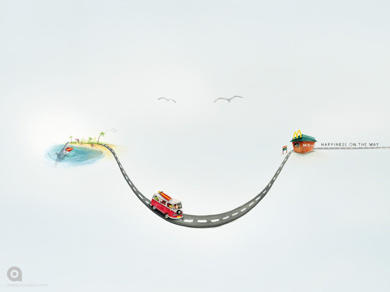 تصویر تبلیغاتی مک‌دونالد مک‌درایو: کوسه