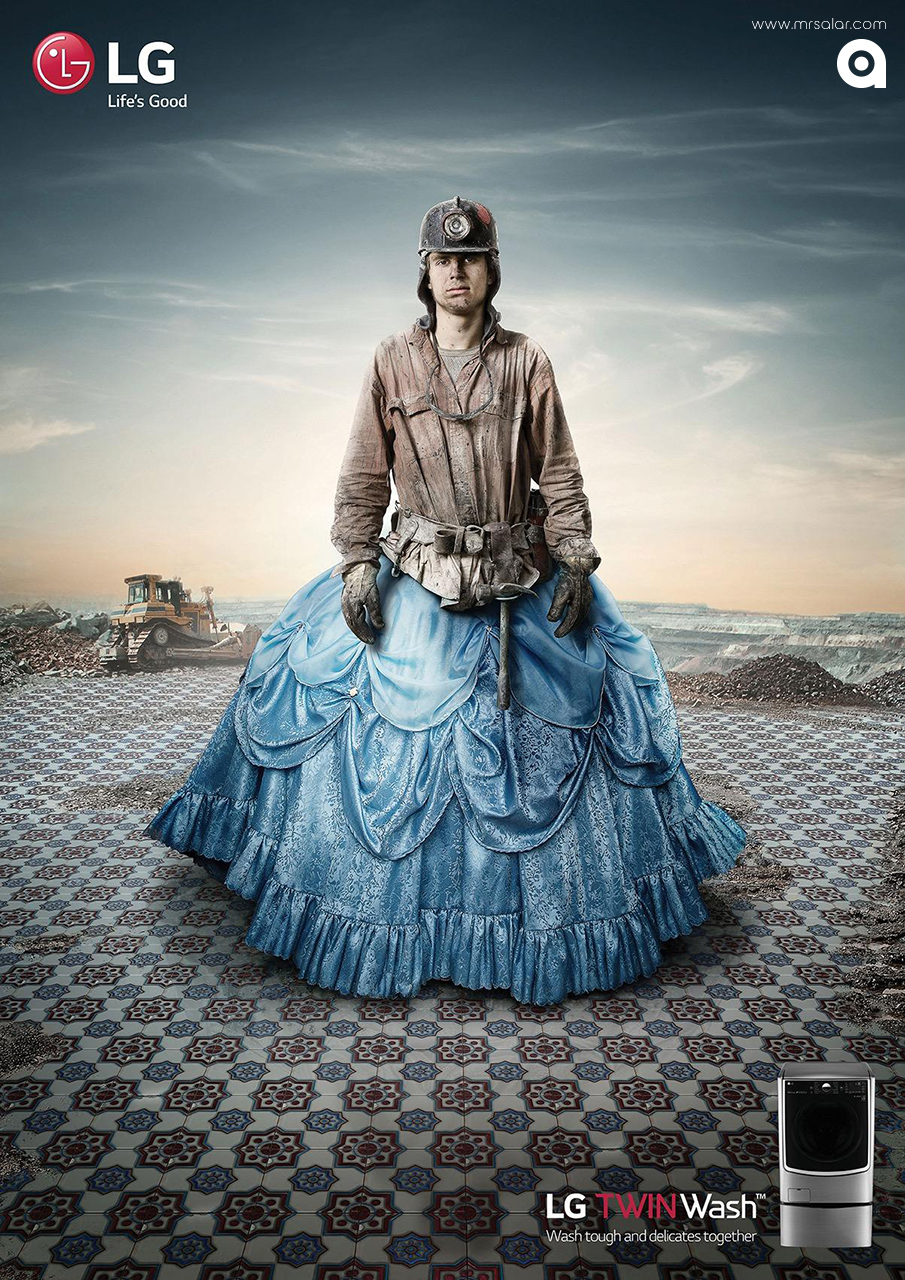 تصویر تبلیغاتی ال‌جی: شستشوی سخت و لطیف با هم ۱