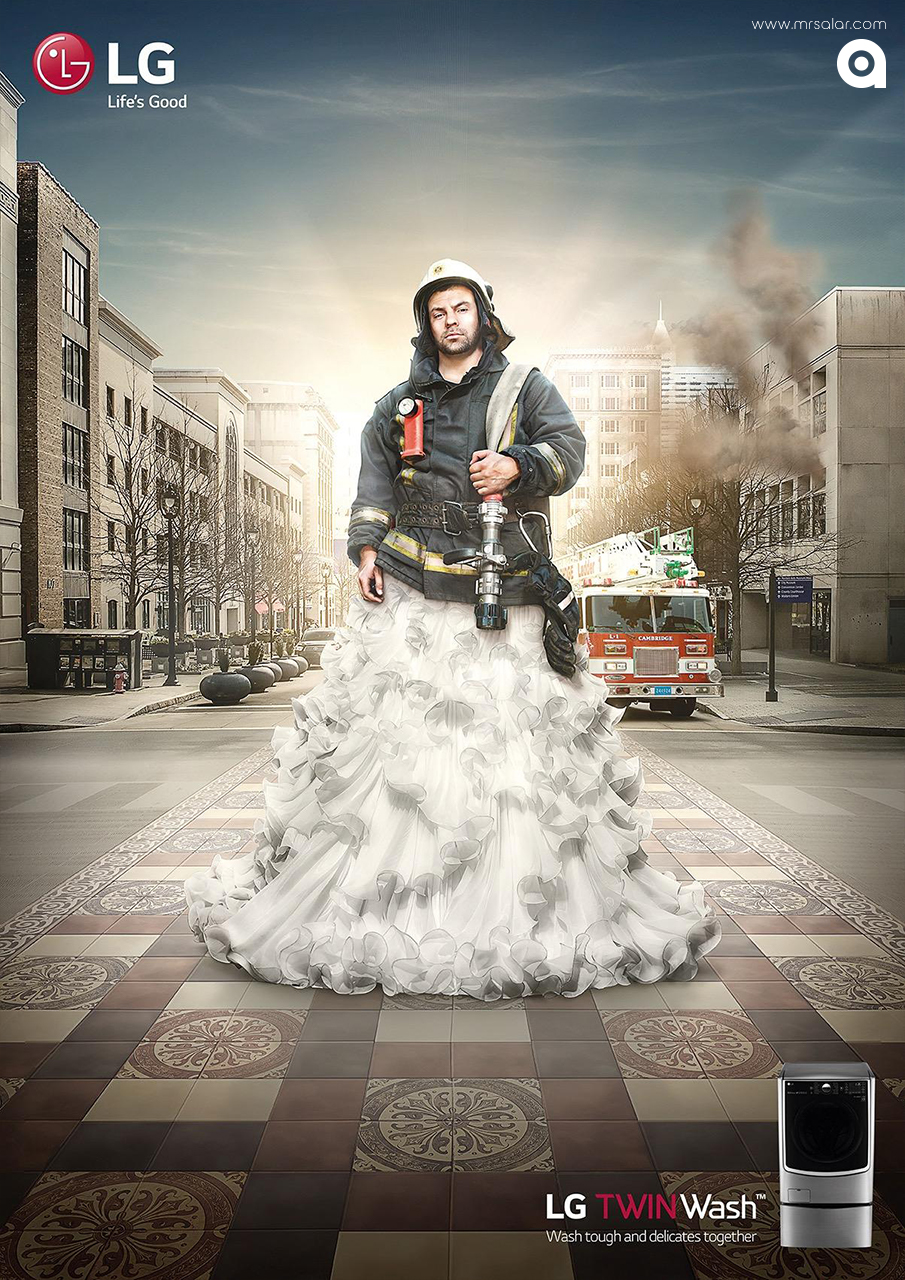 تصویر تبلیغاتی ال‌جی: شستشوی سخت و لطیف با هم ۴